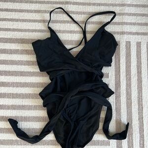 Aerie black Wrap Swimsuit